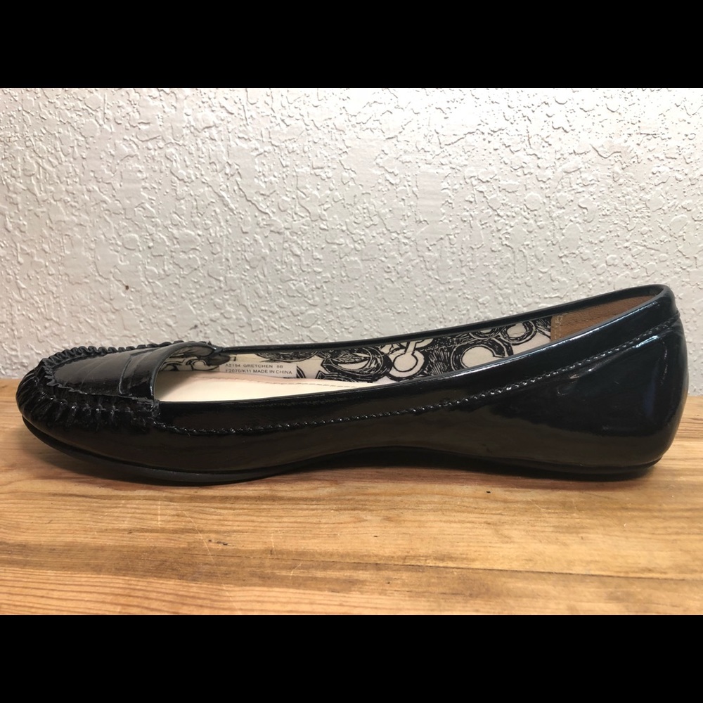 Coach Gretchen Black Patent Loafers Slip on 8B